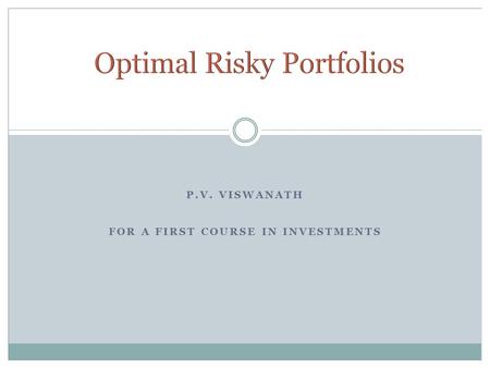 Optimal Risky Portfolios