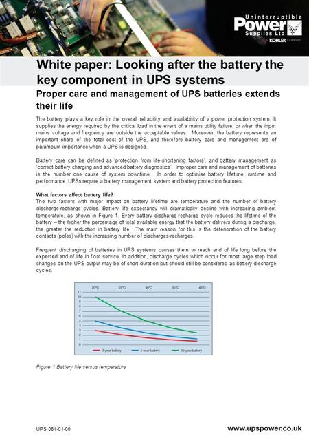 The battery plays a key role in the overall reliability and availability of a power protection system. It supplies the energy required by the critical.