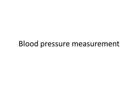 Blood pressure measurement