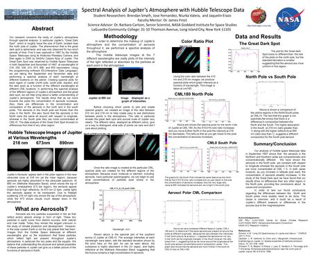 Figure 2 Spectral Analysis of Jupiter’s Atmosphere with Hubble Telescope Data Spectral Analysis of Jupiter’s Atmosphere with Hubble Telescope Data : Student.