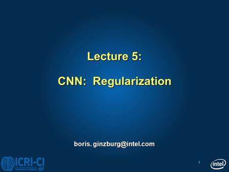 Lecture 5: CNN: Regularization