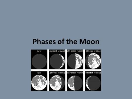 Phases of the Moon. The first astronomical event to be understood was the regular cycle of the phases of the moon. On a monthly basis, we observe the.