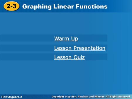 Graphing Linear Functions