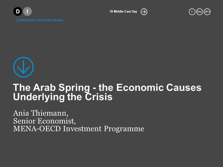 DI Middle East Day 7.Dec. 2011 The Arab Spring - the Economic Causes Underlying the Crisis Ania Thiemann, Senior Economist, MENA-OECD Investment Programme.