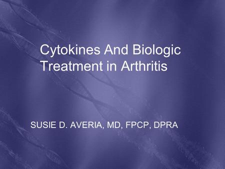 Cytokines And Biologic Treatment in Arthritis