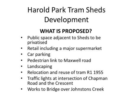 Harold Park Tram Sheds Development