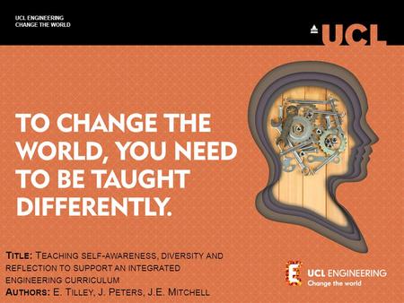 T ITLE : T EACHING SELF - AWARENESS, DIVERSITY AND REFLECTION TO SUPPORT AN INTEGRATED ENGINEERING CURRICULUM A UTHORS : E. T ILLEY, J. P ETERS, J.E. M.