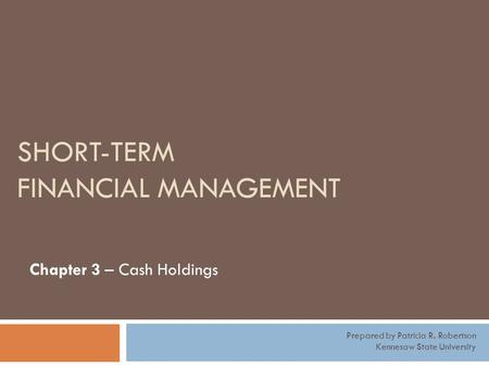 Short-Term Financial Management