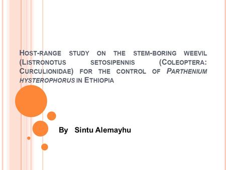 H OST - RANGE STUDY ON THE STEM - BORING WEEVIL (L ISTRONOTUS SETOSIPENNIS (C OLEOPTERA : C URCULIONIDAE ) FOR THE CONTROL OF P ARTHENIUM HYSTEROPHORUS.