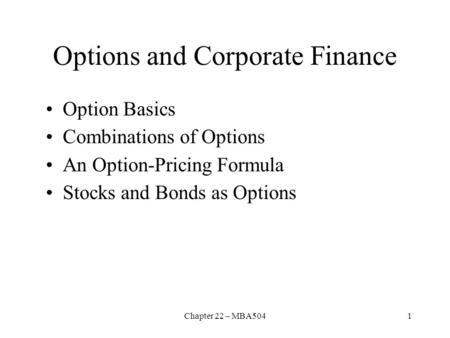 Options and Corporate Finance