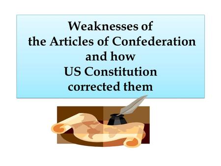 Weaknesses of the Articles of Confederation