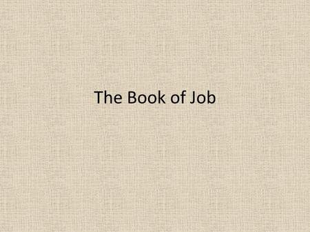 The Book of Job. Last Week… Prologue (prose) The Satan (HaSaTaN) “What If” setup for theodicy; God doesn’t act like that Questions?