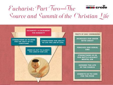 How do you ‘feed’ the world?. The Eucharist is the source and summit of the Christian life. In the blessed Eucharist is contained the whole spiritual.