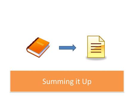 Summing it Up. What is a summary? Key Factors Relevance Context Purpose Audience Accuracy.