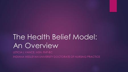 The Health Belief Model: An Overview