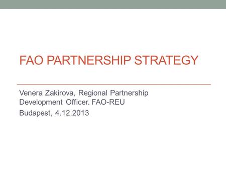 FAO Partnership Strategy