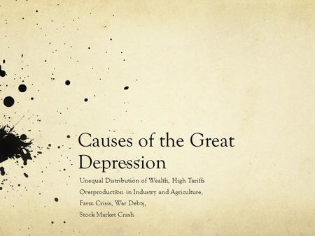 Causes of the Great Depression