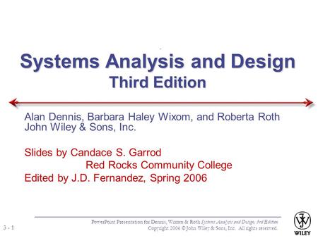 Systems Analysis and Design Third Edition