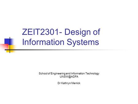 ZEIT2301- Design of Information Systems