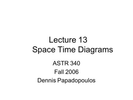 Lecture 13 Space Time Diagrams ASTR 340 Fall 2006 Dennis Papadopoulos.