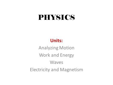 Electricity and Magnetism