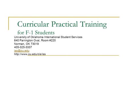 Curricular Practical Training for F-1 Students