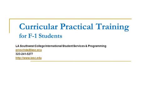 Curricular Practical Training for F-1 Students