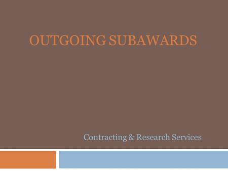 Contracting & Research Services