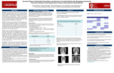 Severity of Disease, Radiographic Presentation, and Outcomes in Ten Adult Patients with Mycoplasma pneumoniae Pneumonia: Results from the Rapid Empiric.