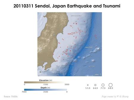 20110311 Sendai, Japan Earthquake and Tsunami Source: NASAPage created by W. G. Huang.