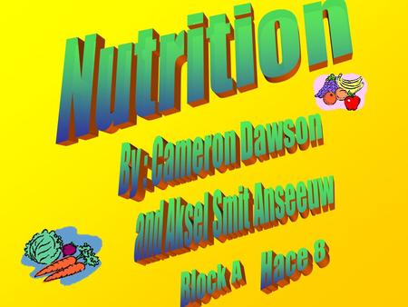 Supplies food energy for your body Types of carbs –Simple carbohydrates (sugars) in sugar from a sugar bowl, fruit, and milk –Complex carbohydrates.