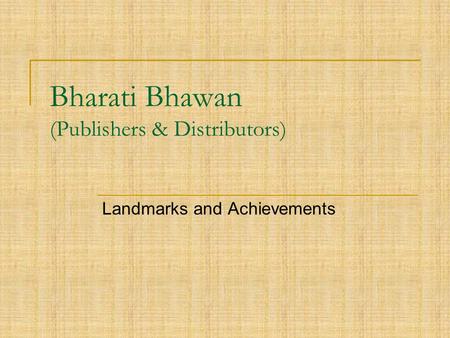 Bharati Bhawan (Publishers & Distributors)