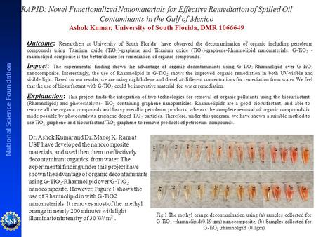 National Science Foundation RAPID: Novel Functionalized Nanomaterials for Effective Remediation of Spilled Oil Contaminants in the Gulf of Mexico Ashok.