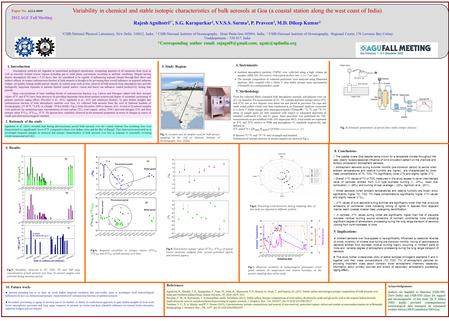 Variability in chemical and stable isotopic characteristics of bulk aerosols at Goa (a coastal station along the west coast of India) Rajesh Agnihotri.