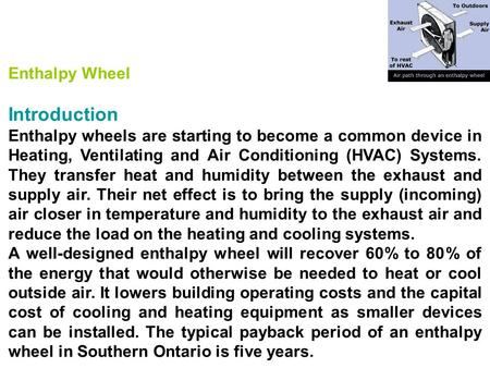 Introduction Enthalpy Wheel