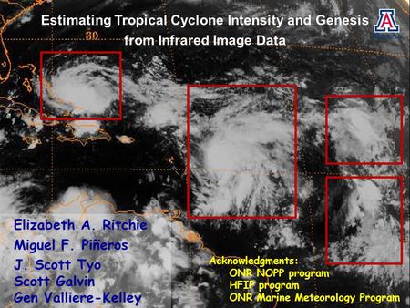 Acknowledgments: ONR NOPP program HFIP program ONR Marine Meteorology Program Elizabeth A. Ritchie Miguel F. Piñeros J. Scott Tyo Scott Galvin Gen Valliere-Kelley.