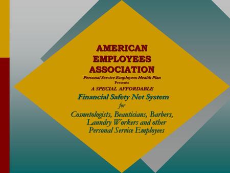 AMERICANEMPLOYEESASSOCIATION Personal Service Employees Health Plan Presents A SPECIAL AFFORDABLE Financial Safety Net System Financial Safety Net Systemfor.