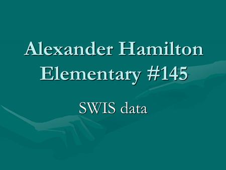 Alexander Hamilton Elementary #145 SWIS data. Last year… We did not have SWIS.We did not have SWIS. Used teacher surveys and direct observation to make.