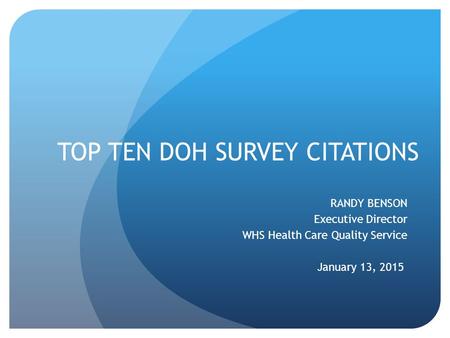 TOP TEN DOH SURVEY CITATIONS