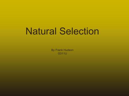 Natural Selection By Frank Hudson G311U. Charles Darwin 1809-1882 HMS Beagle Brazilian rain forest Galapagos Islands (turtles, finches, etc.)