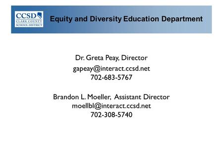 Equity and Diversity Education Department