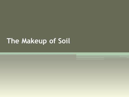 The Makeup of Soil. What is soil? Layer on the earth’s crust that provides a combination of resources.