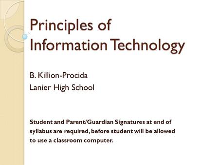 Principles of Information Technology