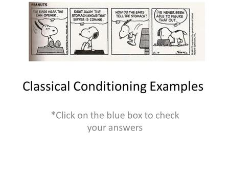 Classical Conditioning Examples