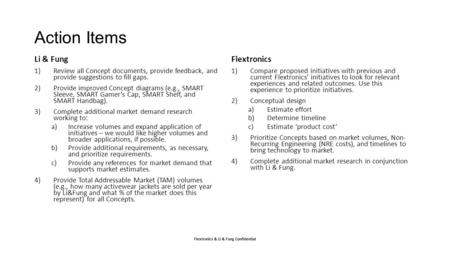 Action Items Li & Fung Flextronics