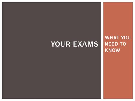 WHAT YOU NEED TO KNOW YOUR EXAMS.  www.sqa.org.uk/timetable www.sqa.org.uk/timetable  There may be a change to some of the start times to fit into our.