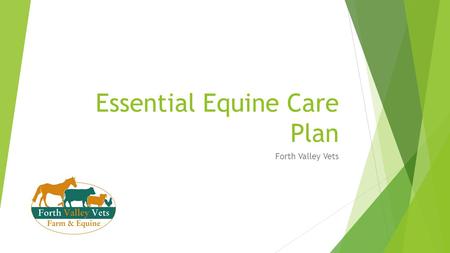 Essential Equine Care Plan Forth Valley Vets. Care Plan Background  Designed to help create a bond between horse owners and their vets  Allows more.