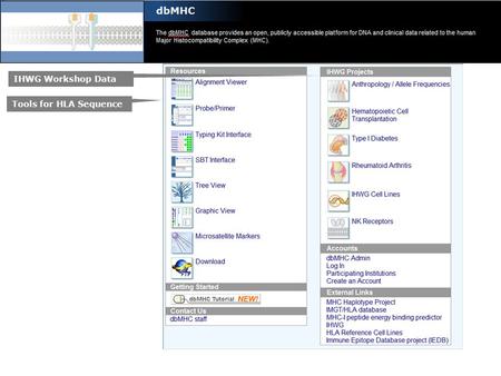 IHWG Workshop Data Tools for HLA Sequence.