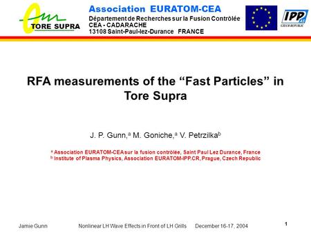 TORE SUPRA Association EURATOM-CEA Département de Recherches sur la Fusion Contrôlée CEA - CADARACHE 13108 Saint-Paul-lez-Durance FRANCE Nonlinear LH Wave.