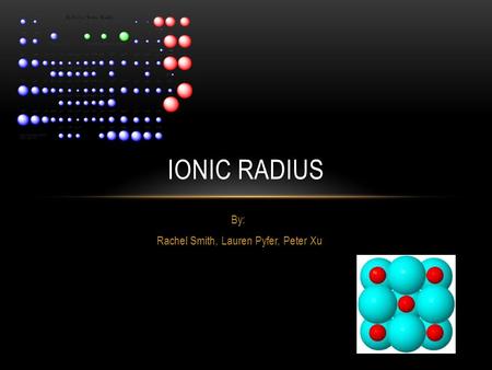 By: Rachel Smith, Lauren Pyfer, Peter Xu IONIC RADIUS.